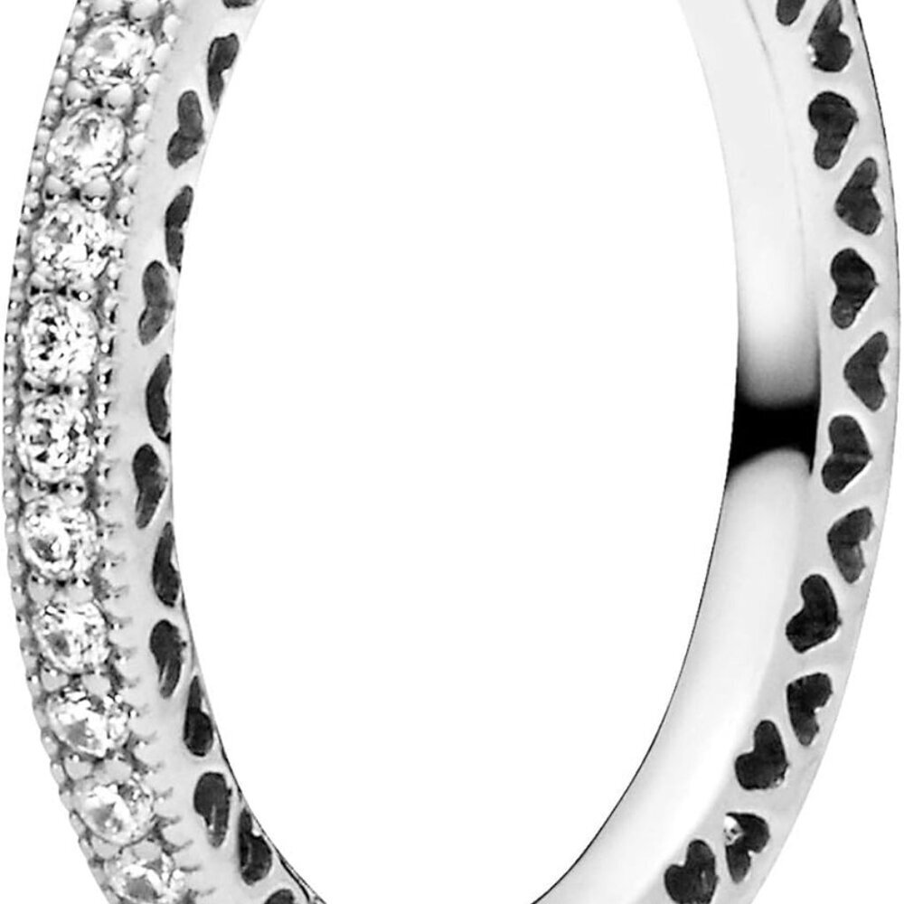 Halo Sparkle & Hearts Ring - Sterling Silver Ring for Women - Layering or Stacka
